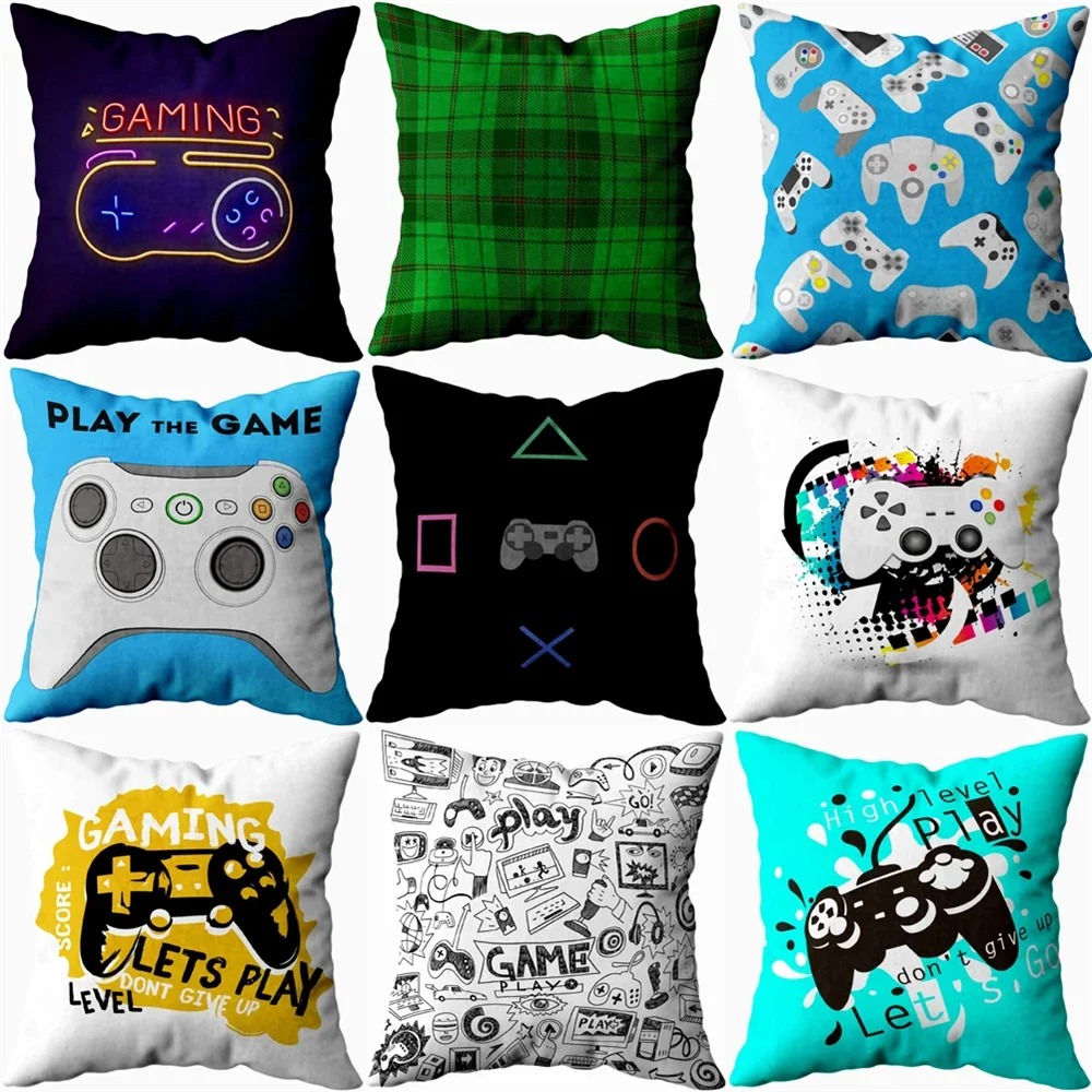 Gaming Console Car - Wohndekor Gaming-Themen-Kissen: Gamepad & Konsolen-Druckmuster Kissenbezug