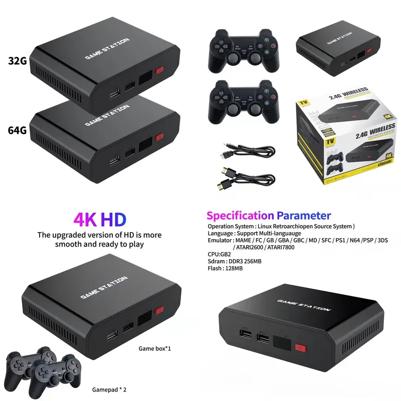 Gaming Console With Games - M8plus HD Videospielkonsole 2,4G Dual Wireless