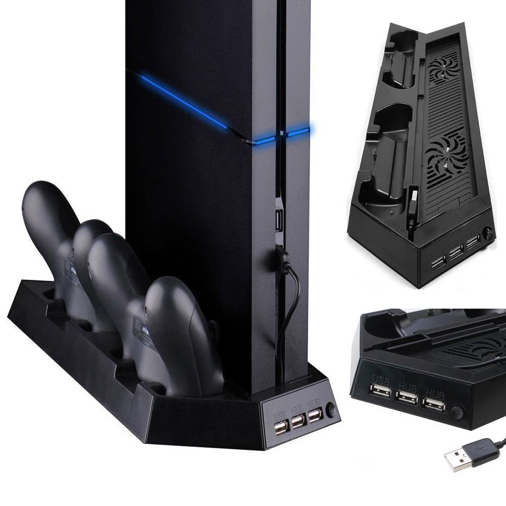 Gaming Console Tv Stand - Vertikaler Kühlventilator-Ständer & Ladestation für PS4-Konsole