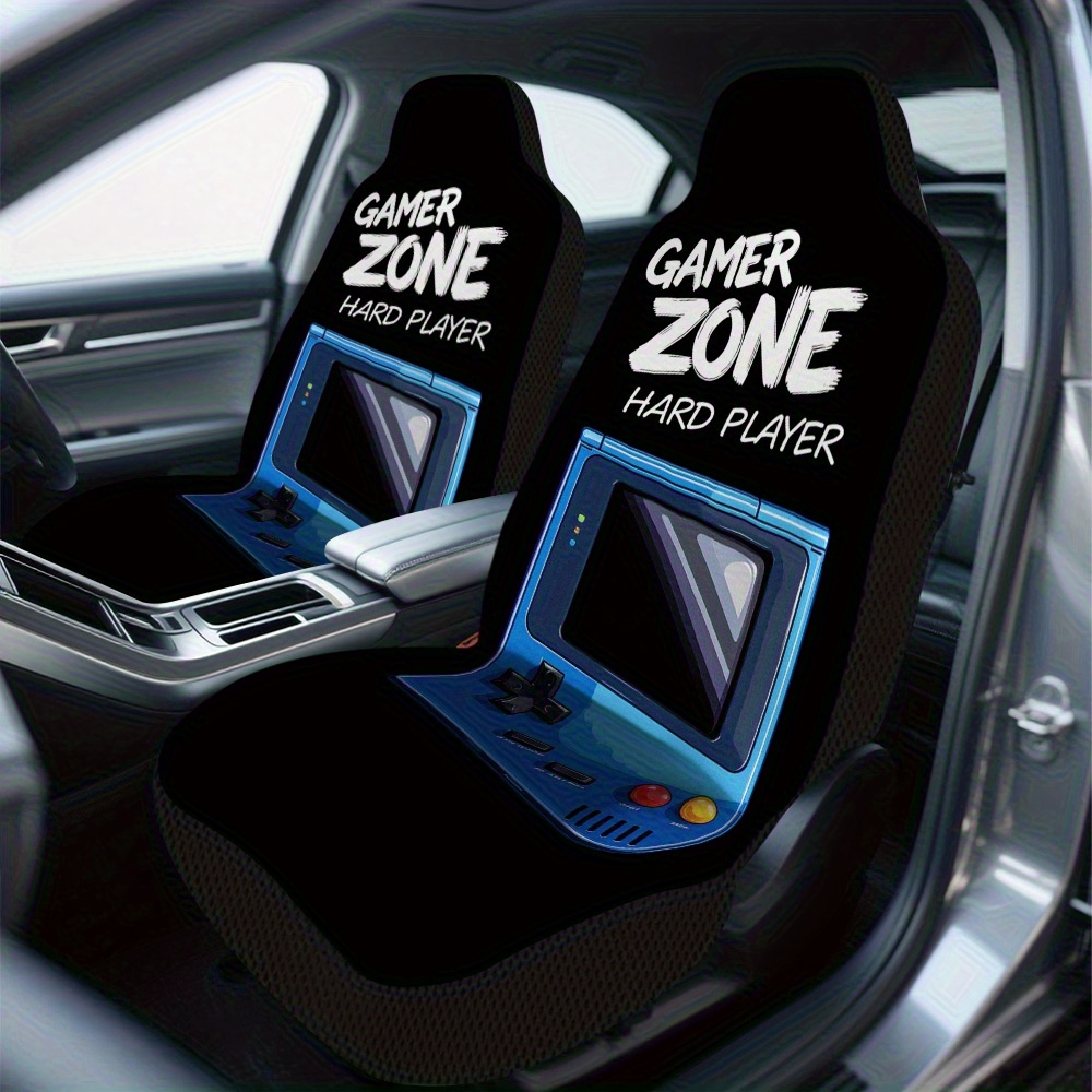 Gaming Console Car - 2 Stück, stilvolle Autositzbezüge mit Vintage-Gaming-Konsolen-Muster,